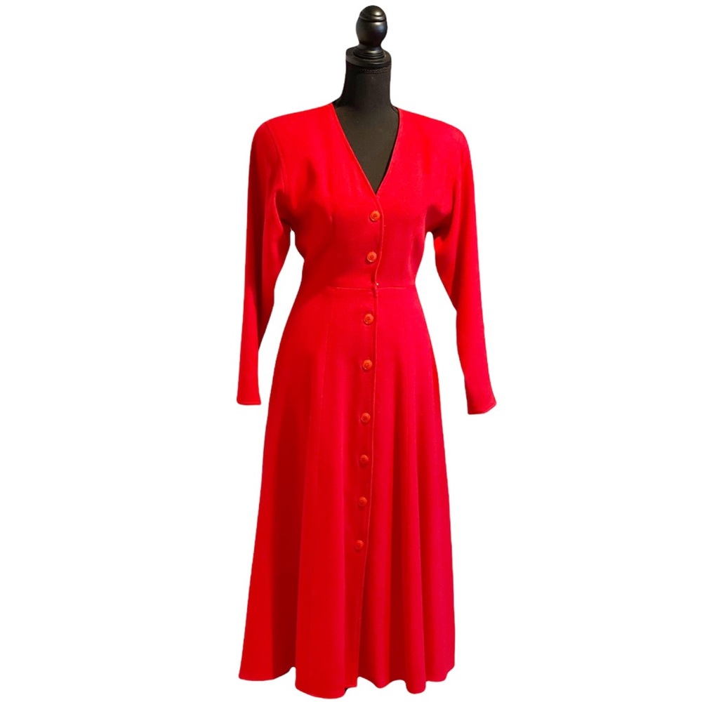 Vintage Anne Klein II Red MIDI Dress Size 4
